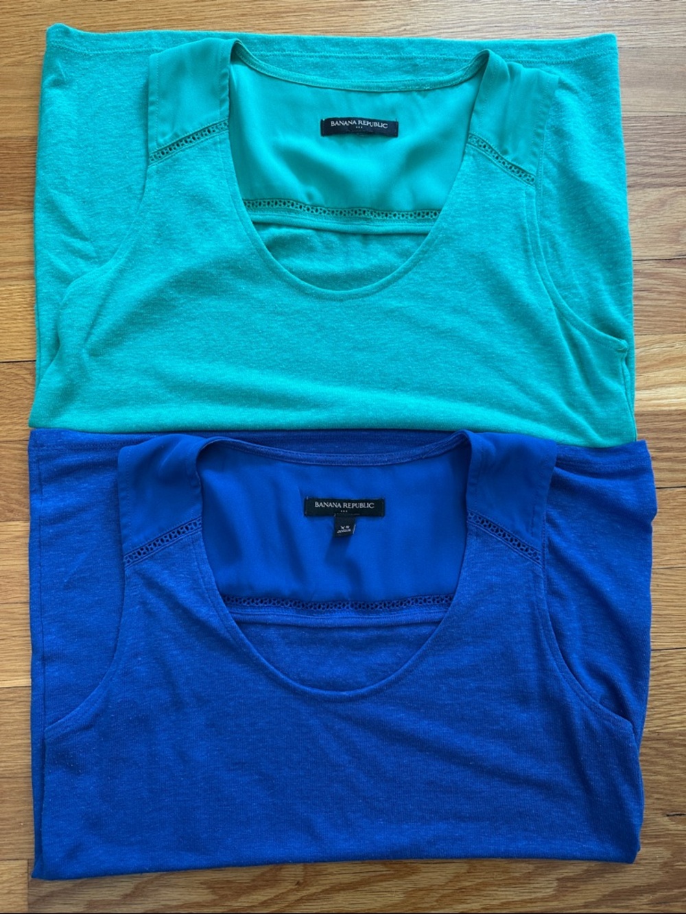 Banana Republic Scoop Neck Tanks - green & Royal Blue, XS
